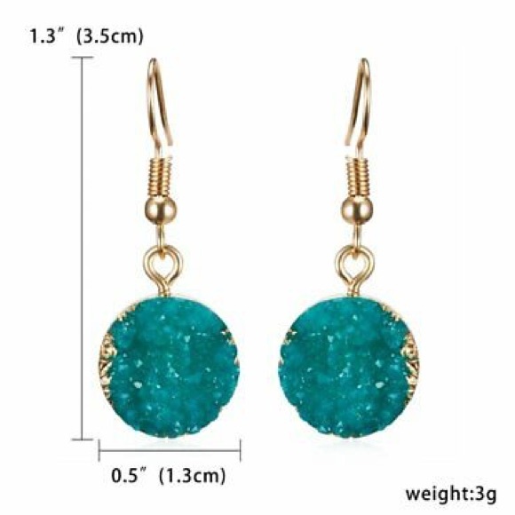 Stone Druzy Resin Drop Dangle Earring Pink - Picture 5 of 5